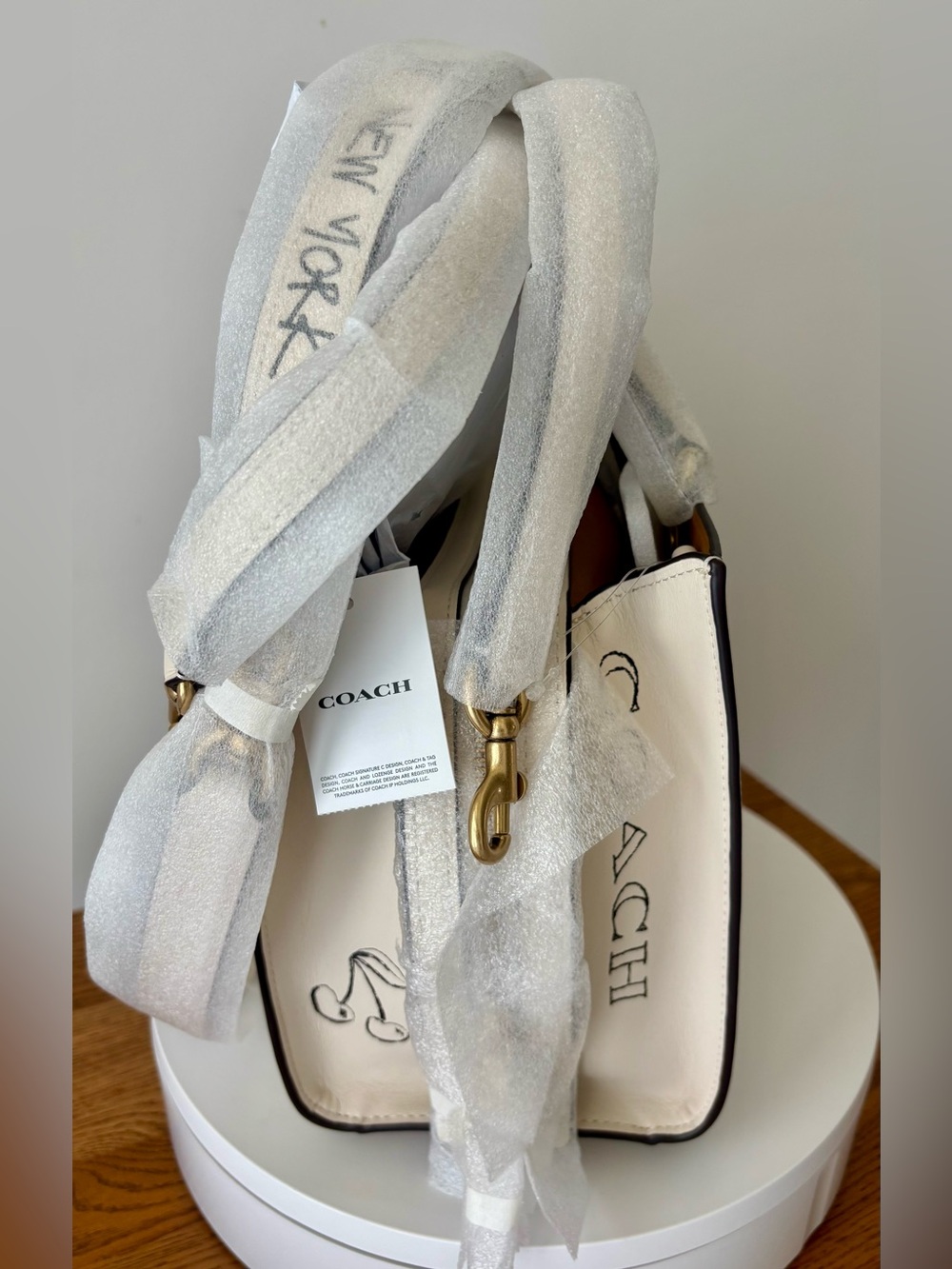 COACH NWT ROGUE 25 LEATHER SATCHEL BAG SKETCH PRINT NY CHALK WHITE CROSSBODY - Picture 7 of 11